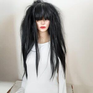 Gothic bat nest wig. With bangs  mixed with human hair.